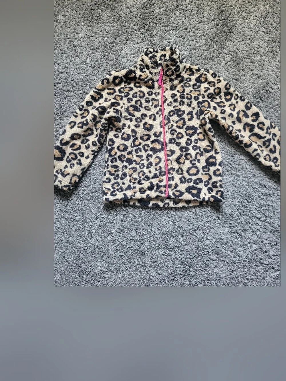 The Children Place Place Girls' Leopard Sherpa Jacket with Pink Zipper Size 4T
